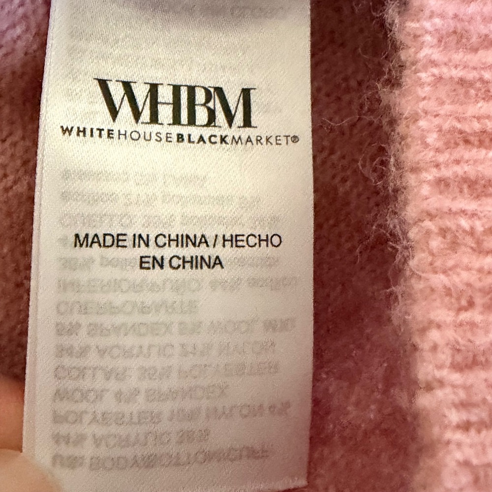 White House Black Market Sweater Medium Rose Pink Puff Shoulder Ruched V-Neck - Picture 7 of 10